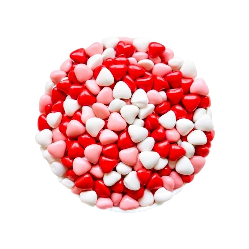 CORAZONES RECUBIERTOS DE CHOCOLATE ROJO/ROSADO/BLANCO X 10KG